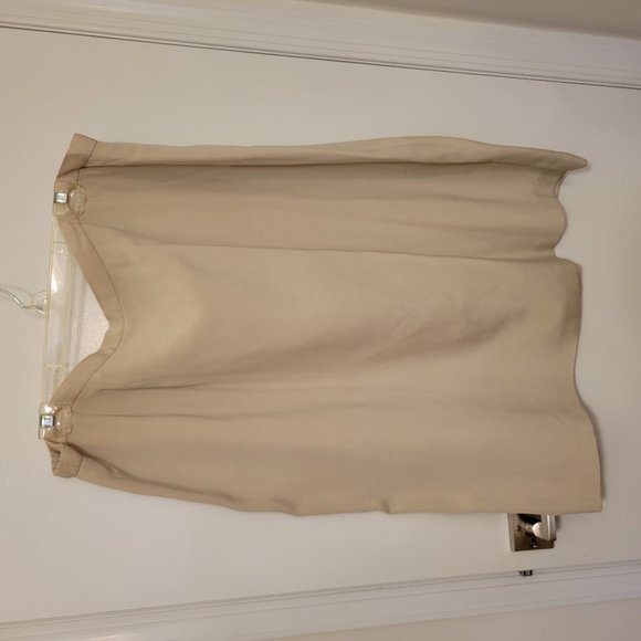 100% Silk flat front skirt by Andrea Viccaro Woman cream color with back slit - Picture 1 of 4